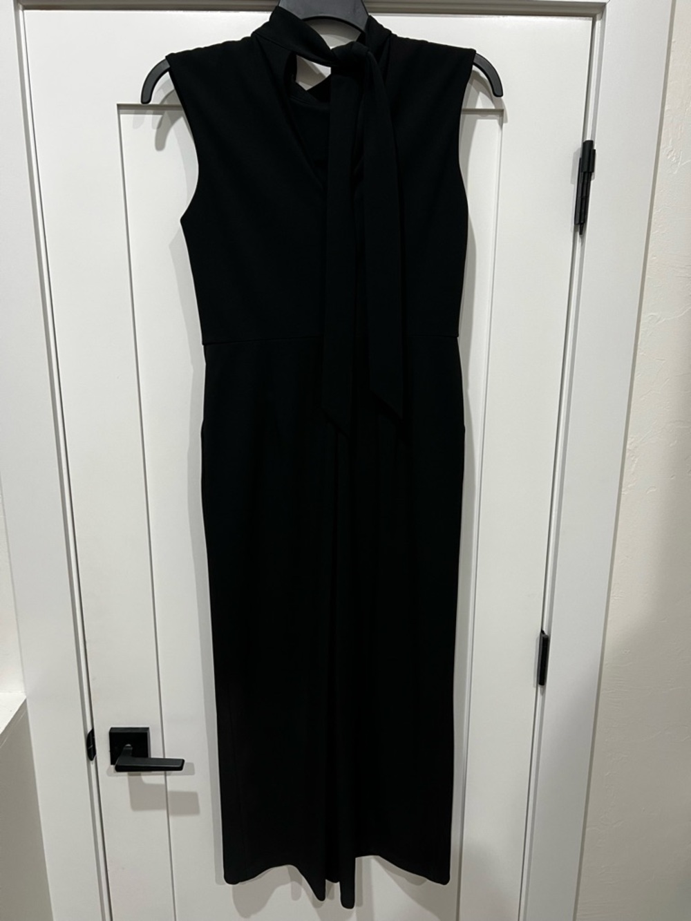Calvin Klein Black Sleeveless Tie-Neck Maxi Dress